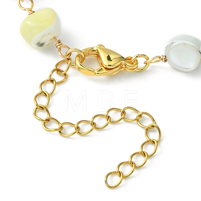 Natural Shell Nugget Beaded Chain Bracelets BJEW-JB09462-02-1