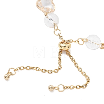 Glass & Natuarl Quartz Crystal Slider Bracelets BJEW-JB12898-02-1