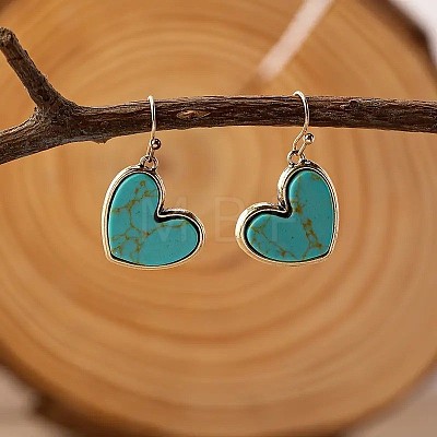 Alloy & Synthetic Turquoise Dangle Earrings FS-WGB9754-01-1