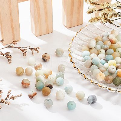  Natural Flower Amazonite Beads Strands G-NB0003-82-1