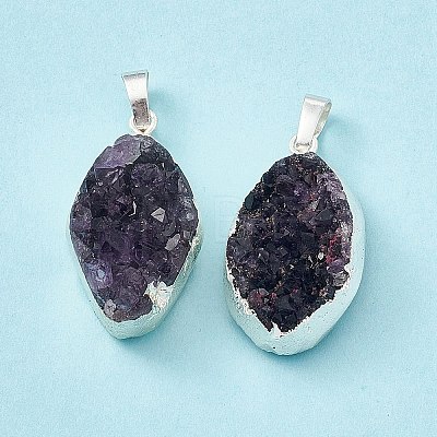 Natural Amethyst Druzy Pendants G-C002-05S-1