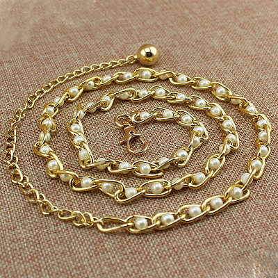 Alloy & Plastic Round Beads Twisted Belly Chains WGB594E-02-1