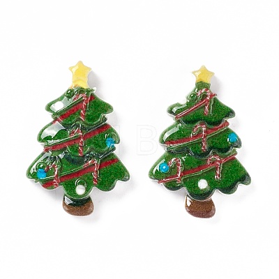 Christmas Themed Opaque Resin Cabochons CRES-P022-15-1