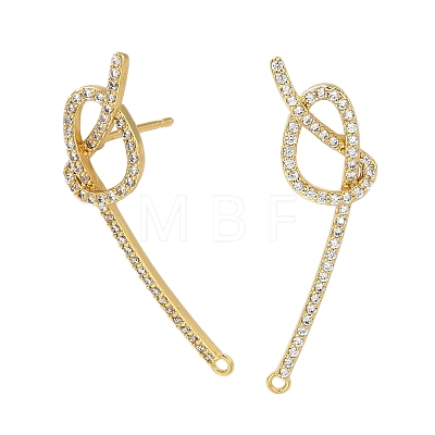 Rack Plating Brass Micro Pave Cubic Zirconia Studs Earring Findings EJEW-H143-01G-1