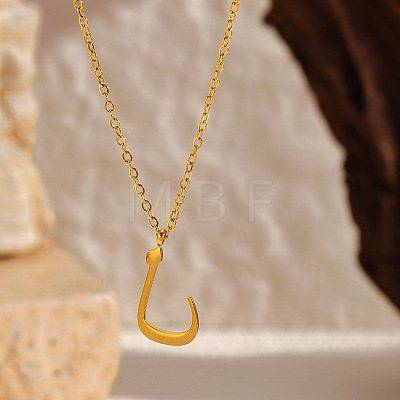 304 Stainless Steel Arabic Initial Letter Pendant Necklaces FS-WG7B6CA-06-1