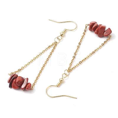 304 Stainless Steel with Natural Red Jasper Dangle Earrings EJEW-JE06010-11-1