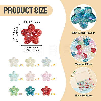 135Pcs 9 Colors Baking Paint Transparent Glass Beads DGLA-TA0001-59-1