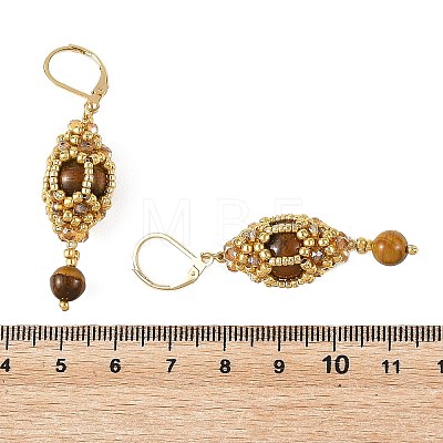 Natural Tiger Eye Leveback Earrings for Women EJEW-MZ00785-03-1