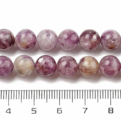 Natural Lepidolite/Purple Mica Stone Beads Strands G-G160-A01-01-1