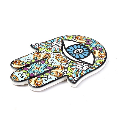 Hamsa Hand/Hand of Miriam with Evil Eye Pattern Porcelain Cup Mats DJEW-H008-01B-1