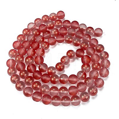 Frosted Transparent Glass Bead Strands GLAA-P065-10mm-06-1