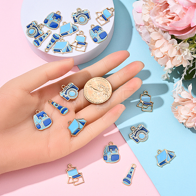20Pcs 5 Styles Camping Equipment Series Alloy Enamel Pendants FIND-YW0007-13B-1