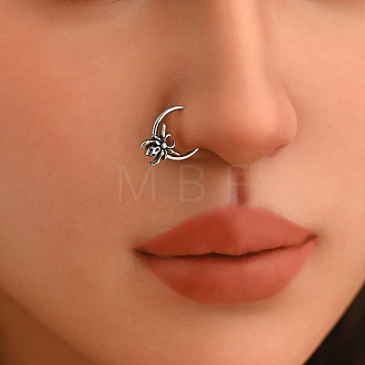 304 Stainless Steel Halloween Spider Hoop Nose Rings for Men Women AC7796-1