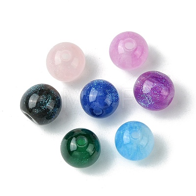 25Pcs Round Imitation Cat Eye Resin Beads RESI-FS0001-65G-1