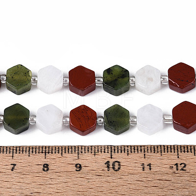 Natural Canada Jade & Red Jasper & Rainbow Moonstone Beads Strands G-T144-17A-01-1