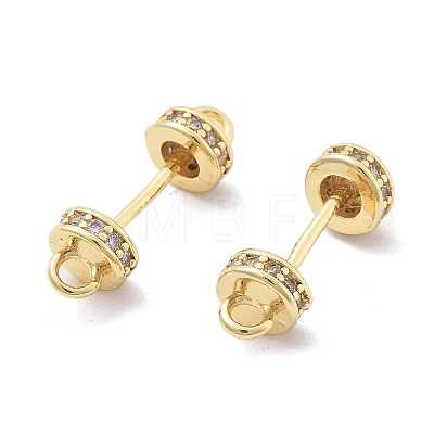 Brass Micro Pave Clear Cubic Zirconia Connector Charms KK-B134-43G-1