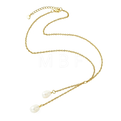 Natural Pearl Rice Tassel Y Necklaces NJEW-JN06216-1