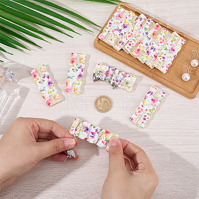 12Pcs Flower Printed Polyester Necklace Anti-Winding Display Cards CDIS-OC0001-14B-1