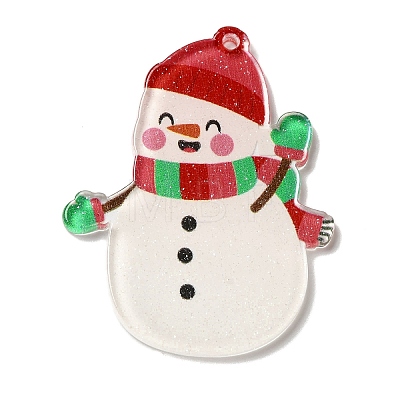 Printed Christmas Theme Acrylic Pendants OACR-L018-10D-1