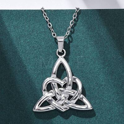 Trinity Knot 304 Stainless Steel Pendant Necklaces NJEW-H059-02P-1