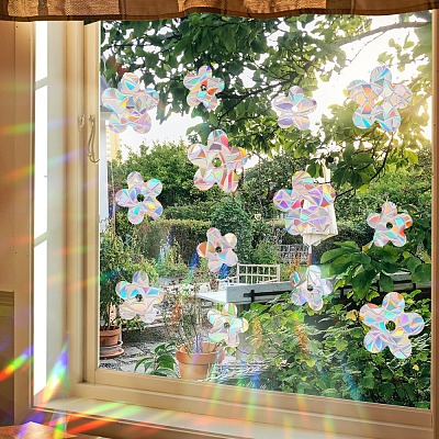 Flower Rainbow Prism Electrostatic Window Stickers PW-WG93B02-01-1