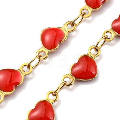 Ion Plating(IP) Golden 304 Stainless Steel Heart Link Chain Necklaces NJEW-E098-02G-1