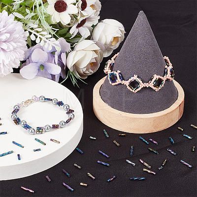 2000Pcs 4 Style Glass Twisted Bugle Beads SEED-CN0001-45-1