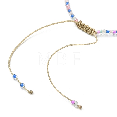 Natural Pearl & Seed & Brass Braided Bead Bracelets BJEW-JB09614-1
