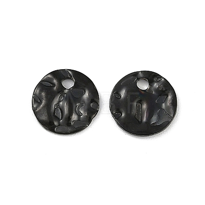 304 Stainless Steel Textured Disc Charms STAS-Q336-11A-B-1