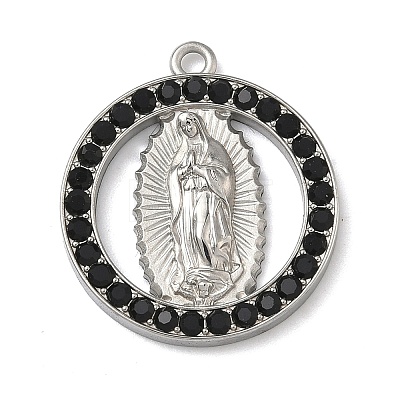 304 Stainless Steel & Rhinestone Pendants STAS-G371-09I-02P-1