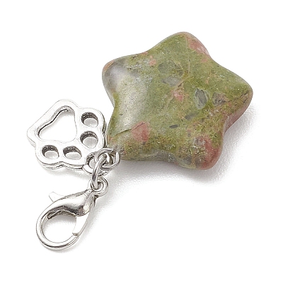 Star Natural & Synthetic Mixed Stone Pendant Decorations HJEW-JM04667-1