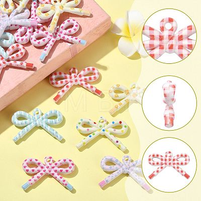 30Pcs 6 Colors Opaque Printed Acrylic Pendants MACR-FS0002-45-1