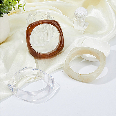 3Pcs 3 Style Imitation Marble Acrylic Bangles Set for Women BJEW-FI0001-11-1