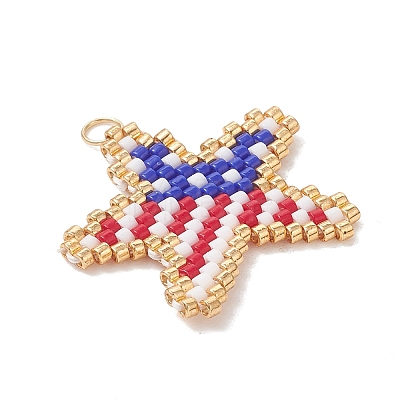 Glass Seed Beaded Pendants PALLOY-MZ01256-1