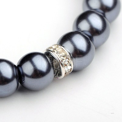Glass Pearl Round Beads Stretch Bracelets BJEW-JB01544-03-1