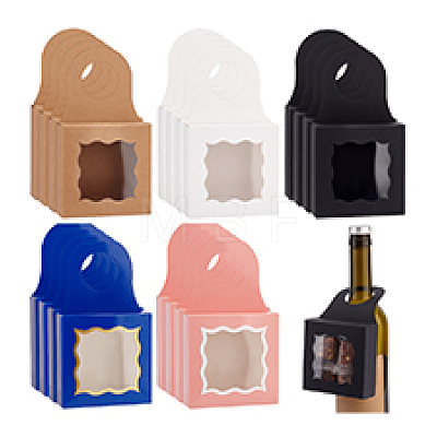 20Pcs 5 Styles Square Kraft Paper Festival Gift Storage Boxes with PVC Window and Hole Handle CON-PH0003-04-1