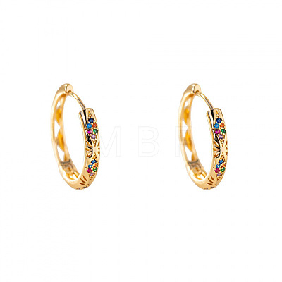 Brass Micro Pave Cubic Zirconia Hoop Earrings FS-WGC6509-02-1