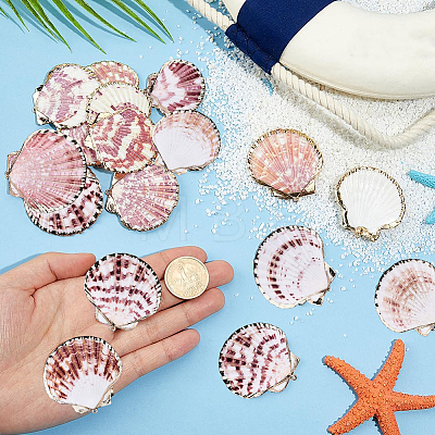 20Pcs Electroplate Natural Sea Shell Pendants SSHEL-PH0001-52-1