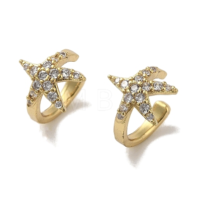 Rack Plating Brass Micro Pave Cubic Zirconia Cuff Earrings EJEW-R168-43G-02-1