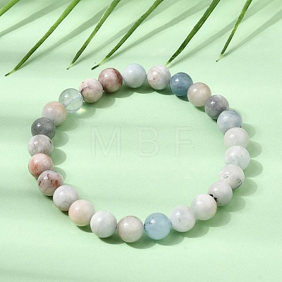8MM Natural Aquamarine Round Beaded Stretch Bracelets for Women GG-CBA6C75-A01-8mm-1