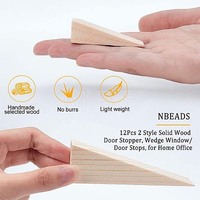  12Pcs 2 Style Solid Wood Door Stopper WOOD-NB0002-02-1