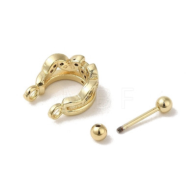 Rack Plating Brass Pave Clear Cubic Zirconia Nose Studs for Women Men EJEW-C097-23G-G-1