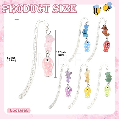 6Pcs Alloy Bookmarks AJEW-FS00005-1