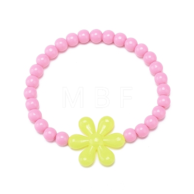 Opaque Acrylic Beaded Stretch Bracelets BJEW-JB08724-1