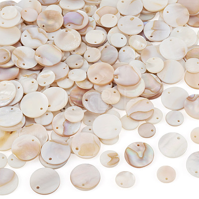 200Pcs 2 Styles Natural Freshwater Shell Disc Charms BSHE-TA0001-33-1