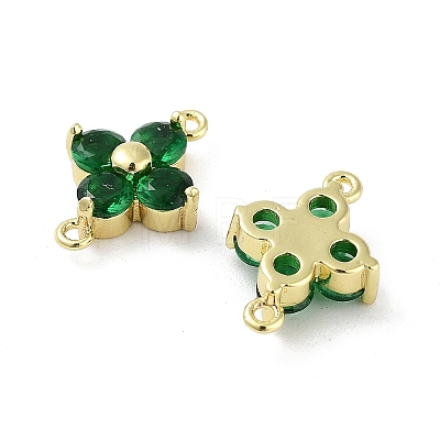 Rack Plating Brass Pave Cubic Zirconia Connector Charms KK-H474-20G-01-1