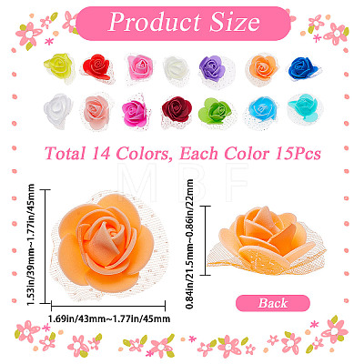 210Pcs 14 Colors 3D Foam Rose Ornament Accessories DIY-CP0008-68-1