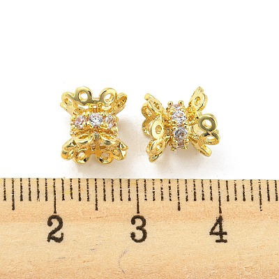 Brass Micro Pave Cubic Zirconia Spacer Beads KK-H452-15G-1
