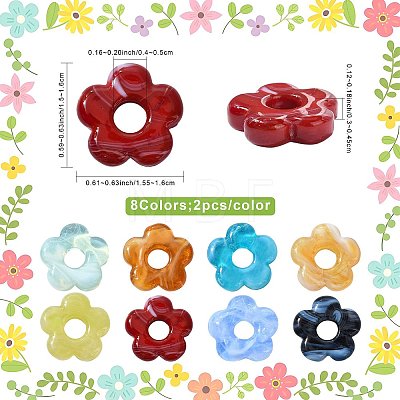16Pcs 8 Colors Two Tone Handmade Lampwork European Beads LAMP-FS0001-83-1