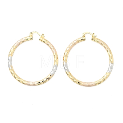 Brass Two Tone Hoop Earrings EJEW-B117-06E-M-1